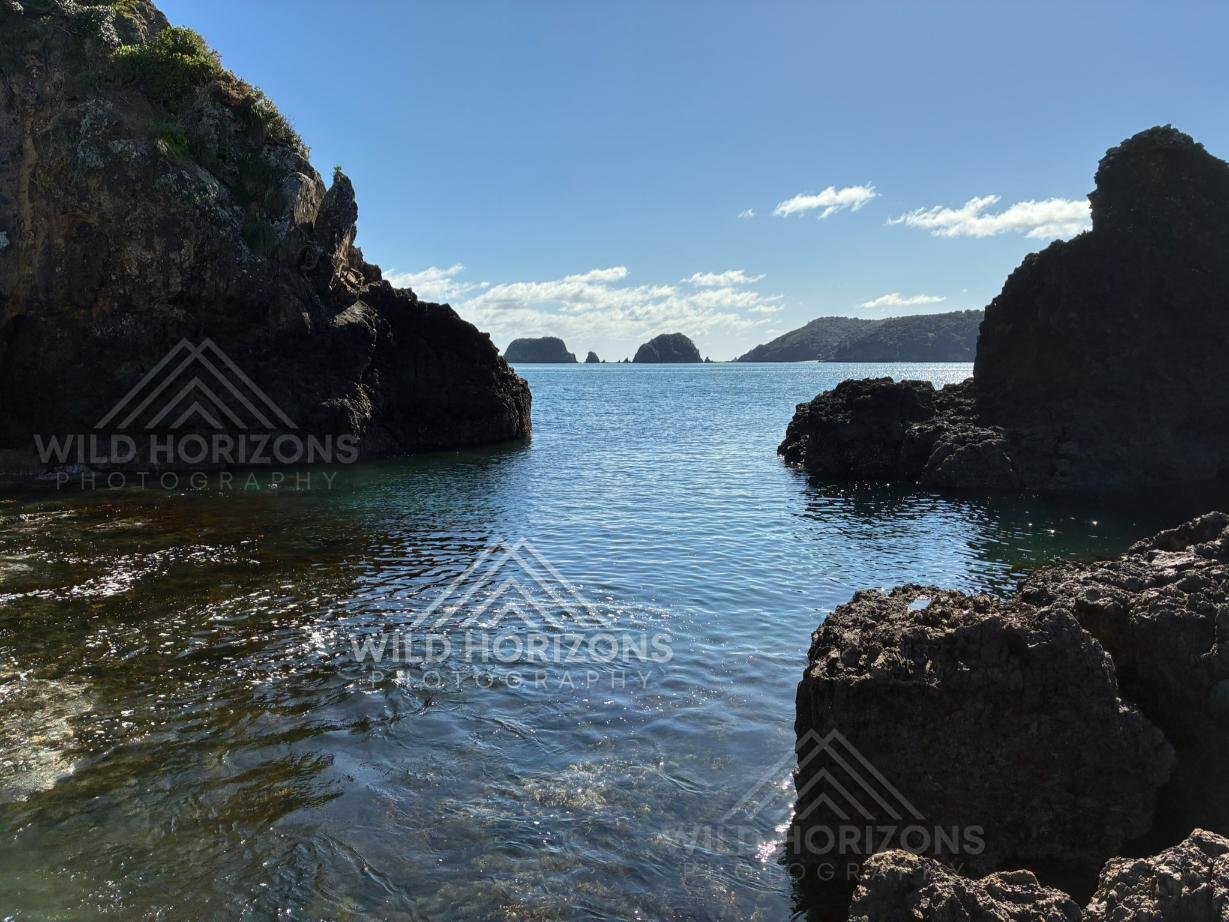 Narrow Coastal Channel Opening to the Bay. Bay of Islands, New Zealand