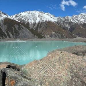 Turquoise Waters at the Edge of Tasman Glacier Lake. Aoraki / Mount Cook National Park, New Zealand