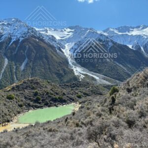 Glacial Meltwater Pool Below the Southern Alps. Aoraki / Mount Cook National Park, New Zealand