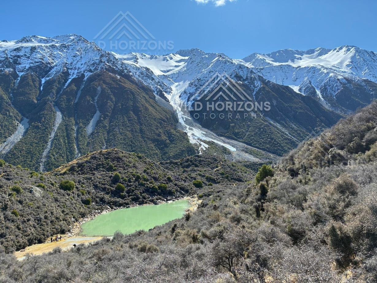 Glacial Meltwater Pool Below the Southern Alps. Aoraki / Mount Cook National Park, New Zealand