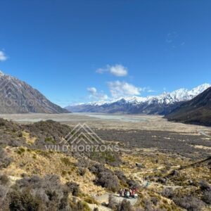 Braided Glacial Valley Beneath the Southern Alps. Aoraki / Mount Cook National Park, New Zealand