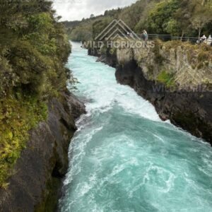 Turquoise Rapids Through the Gorge. Waikato River, Taupō, New Zealand