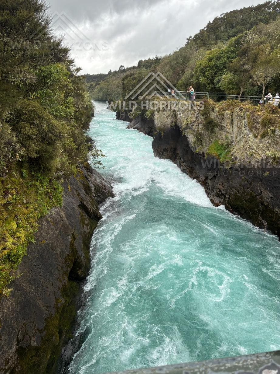 Turquoise Rapids Through the Gorge. Waikato River, Taupō, New Zealand