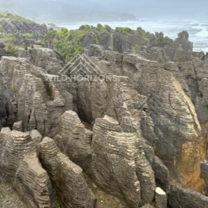 Sculpted Limestone Towers of the Pancake Rocks Coast. Punakaiki, New Zealand.