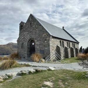 Church of the Good Shepherd standing beside an alpine lake. Lake Tekapo, New Zealand