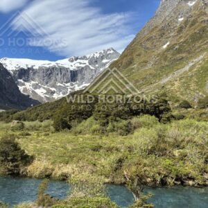 Turquoise Stream in Valley Near Homer Tunnel New Zealand