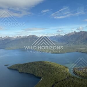Fiordland Lake Panorama With Islands and Mountain Ranges, Fiordland, New Zealand