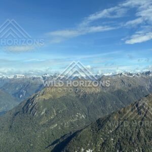 Fiordland Mountain Ranges From the Air Under High Cloud, Fiordland National Park, New Zealand