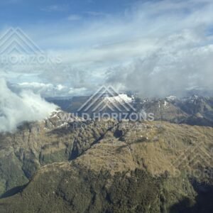 Cloud-Wrapped Fiordland Ridges From the Air, Fiordland National Park, New Zealand