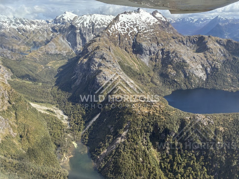 Fiordland Alpine Lakes and Valleys Aerial View New Zealand