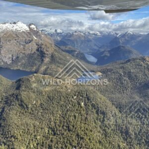Fiordland Mountain Lakes and Forested Ranges Aerial View New Zealand