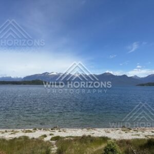 Lake View Toward Mountains Near Manapouri New Zealand