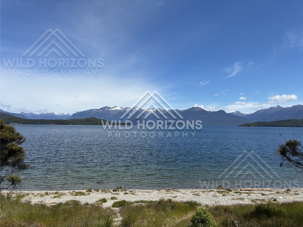 Lake View Toward Mountains Near Manapouri New Zealand