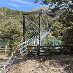 Suspension Bridge Entrance at Mavora Lakes New Zealand