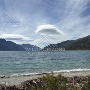 Stacked Lenticular Clouds Above Lake Wakatipu, Kingston, New Zealand