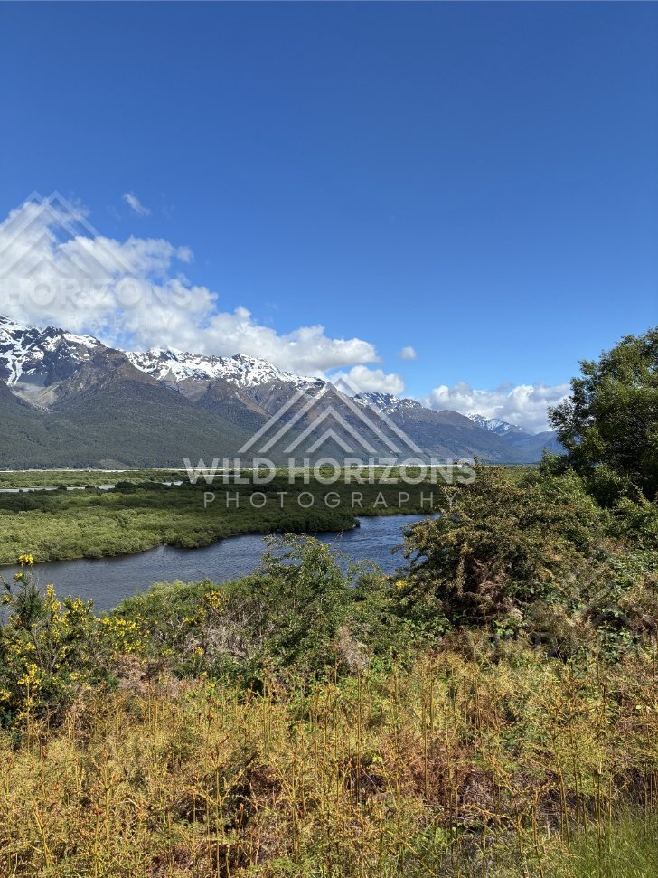 Scenic Landscape View Captured Along the Route. The Glenorchy / Routeburn Area, New Zealand
