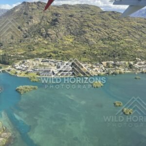 Scenic Landscape View Captured Along the Route. Flying Out Of Queenstown On An International Flight, New Zealand
