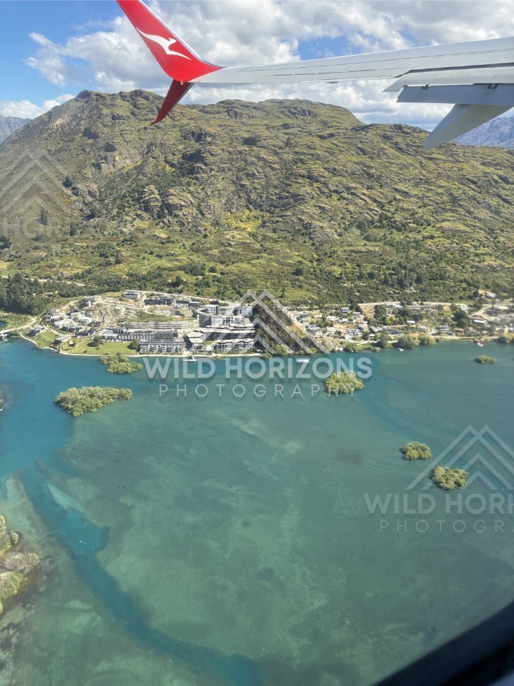 Scenic Landscape View Captured Along the Route. Flying Out Of Queenstown On An International Flight, New Zealand