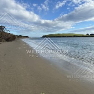 Quiet Estuary Shoreline With Sand and Calm Water, Surat Bay, New Zealand