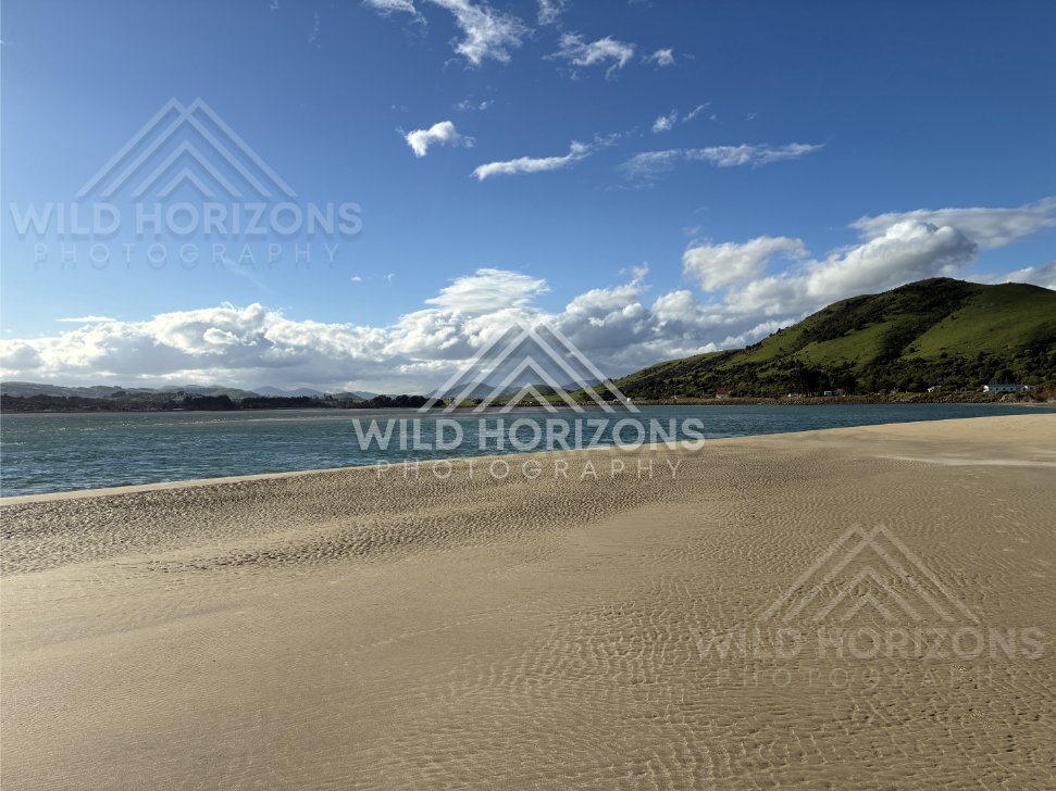 Rippled Sandbar Beside Blue Water, Surat Bay, New Zealand