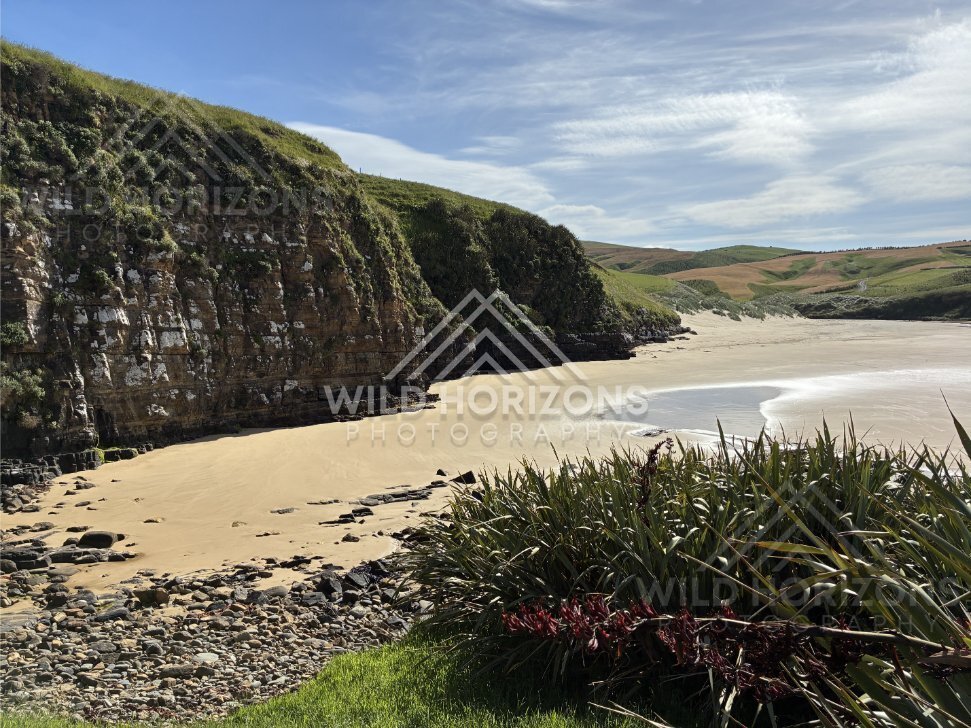 Rock Shelf and Breaking Waves on Catlins Coast, The Catlins, New Zealand