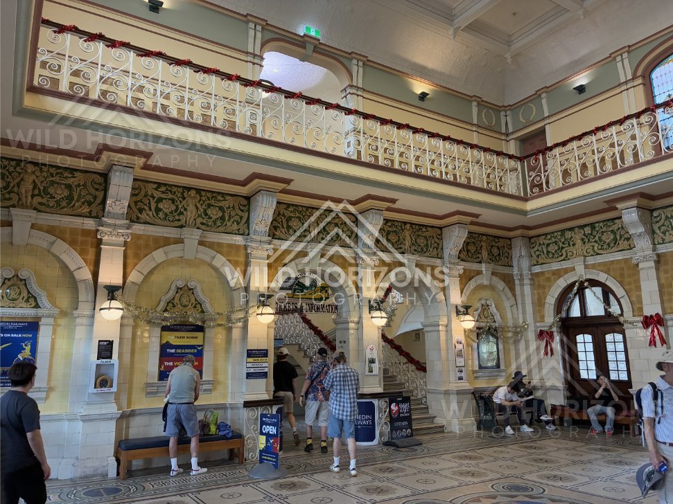 Rocky Headland and Coastal Vegetation, Dunedin Railway Station, New Zealand