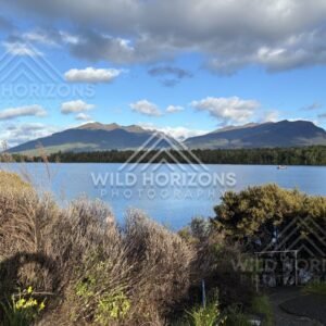 Lakeshore Track Entrance with Mountain View, Milford Road, New Zealand