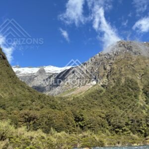 Glacier-Capped Ridge above Fiordland Forest, Milford Road, Fiordland National Park, New Zealand