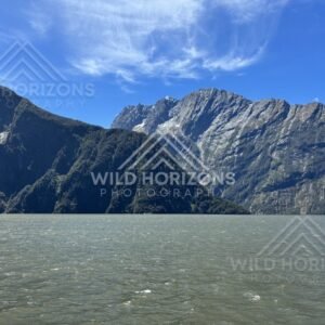 Sunlit Ridge and Open Water, Milford Sound, New Zealand