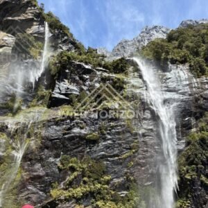 Close-Up Fiord Waterfall, Milford Sound, New Zealand