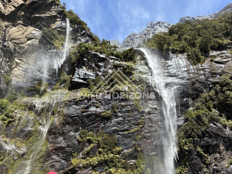 Close-Up Fiord Waterfall, Milford Sound, New Zealand