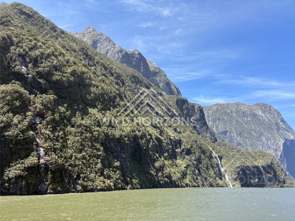 Sheer Fiord Wall in Sunlight, Milford Sound, New Zealand