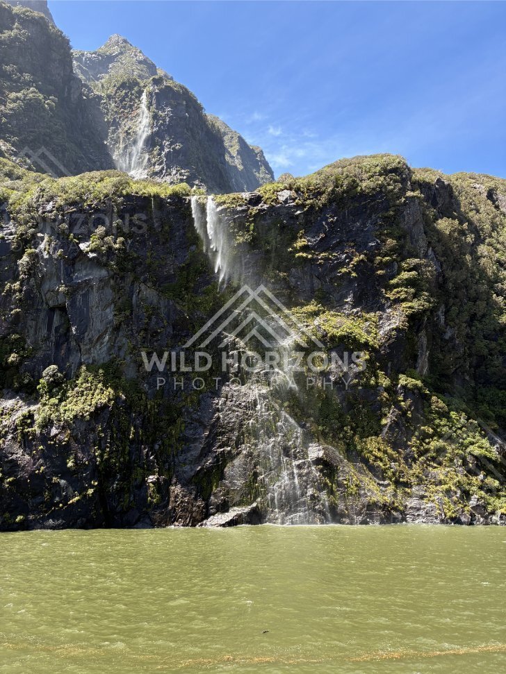 Mossy Cliff Above Fiord, Milford Sound, New Zealand
