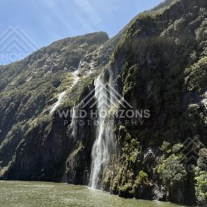 Twin Cascades into Milford Sound, New Zealand