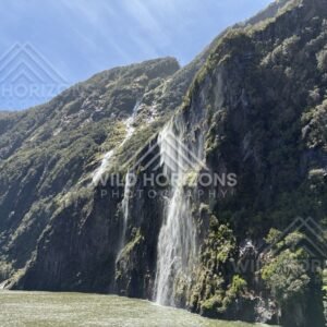Waterfall Fans Over Cliff, Milford Sound, New Zealand