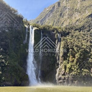 High Fiord Waterfall and Gorge, Milford Sound, New Zealand