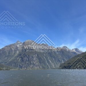 Mountain amphitheatre across Milford Sound, New Zealand