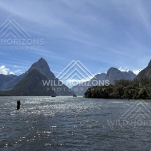 Tour boats on Milford Sound with Mitre Peak backdrop, New Zealand