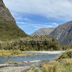 River Bend and Valley on Milford Road New Zealand