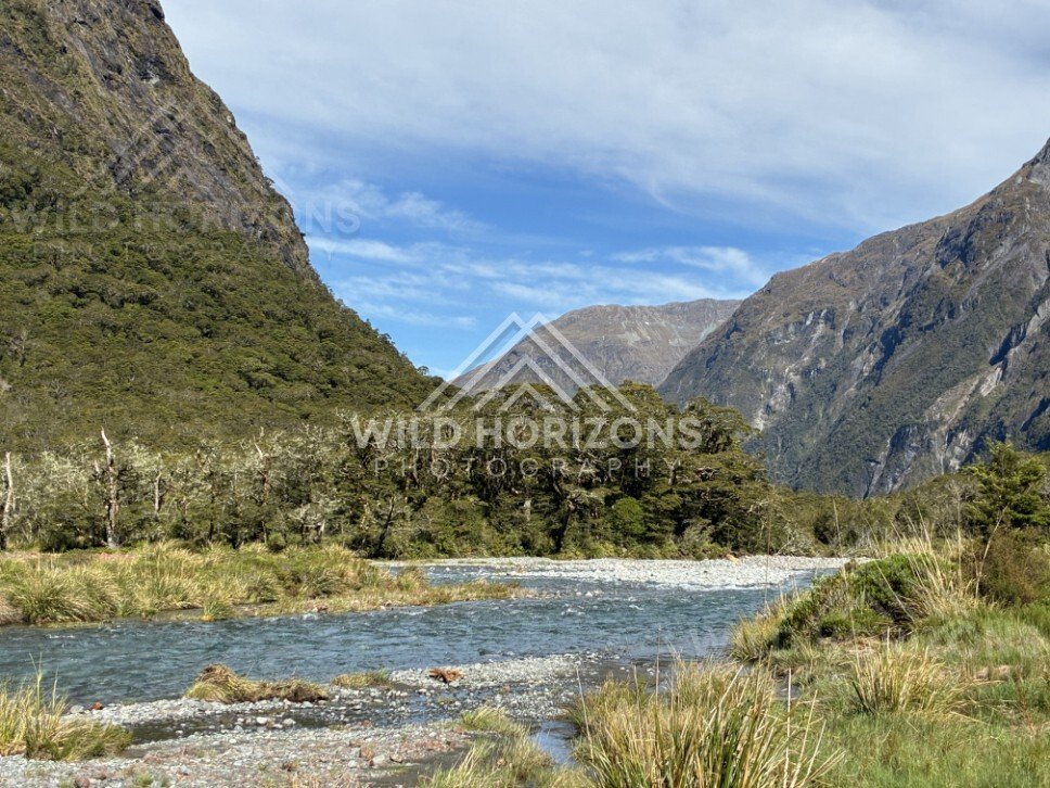 River Bend and Valley on Milford Road New Zealand