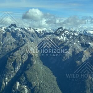 Fiordland Mountain Ridges and Deep Valleys. Fiordland, New Zealand.