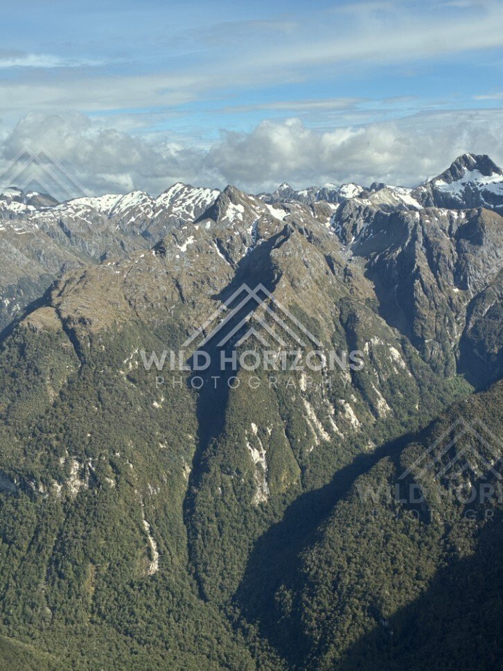 Sheer Fiordland Slopes and Alpine Basin. Fiordland, New Zealand.