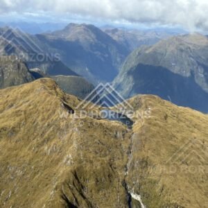 Fiordland Ridge Lines and Distant Lakes. Fiordland, New Zealand.