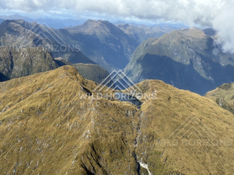 Fiordland Ridge Lines and Distant Lakes. Fiordland, New Zealand.