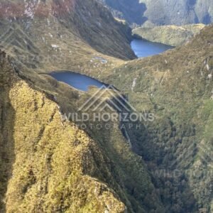 Twin Alpine Lakes in Fiordland. Fiordland, New Zealand.
