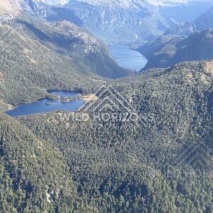 Remote Fiordland lake and forested valleys. Fiordland, New Zealand.