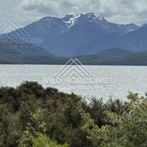 Mountain Peaks Above the Waters of Lake Te Anau. Te Anau, New Zealand.