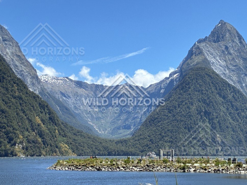 Mitre Peak View from Milford Sound Jetty. Milford Sound, New Zealand.
