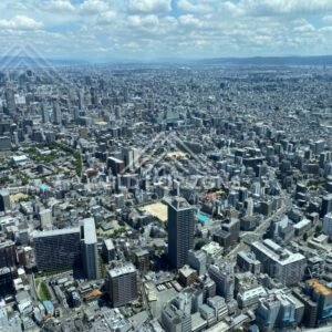 Dense Osaka Neighbourhoods and Mid-Rise Towers Seen from a High Observation Deck. Umeda Sky Building, Osaka, Japan.