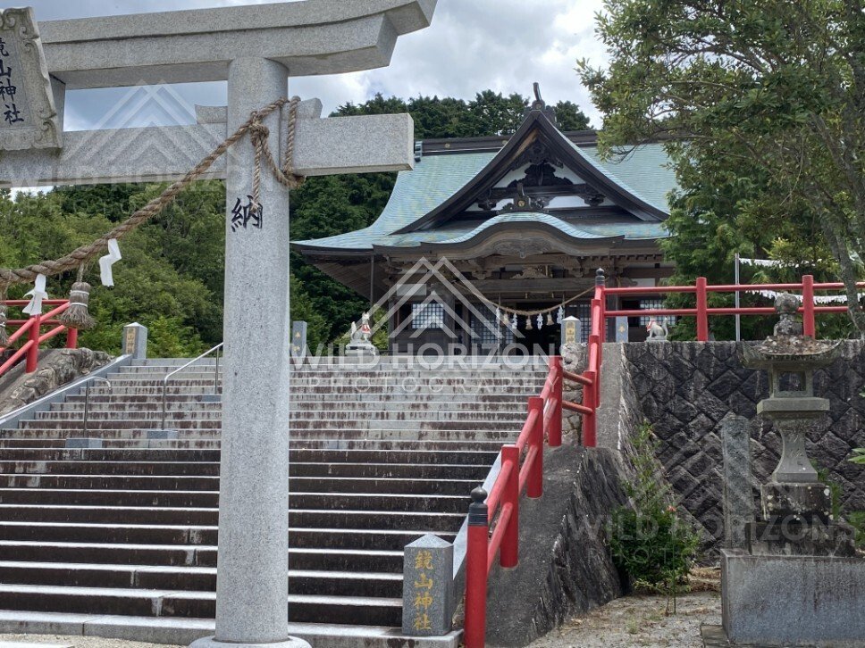 Approach to Mount Kagamiyama Inari Shrine with Torii and Steps. Karatsu, Japan.